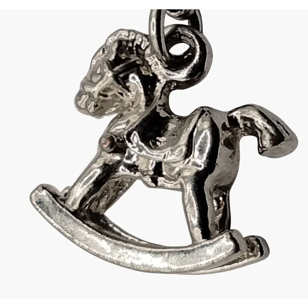 Silver Rocking Horse Charm Pendant - Picture 4 of 6